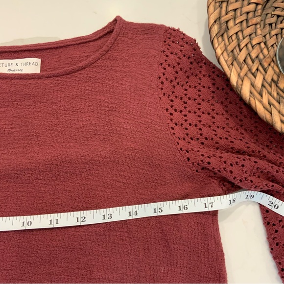 MADEWELL TeXTURE & THREAD Red Perforated Sleeve Top - Picture 5 of 7